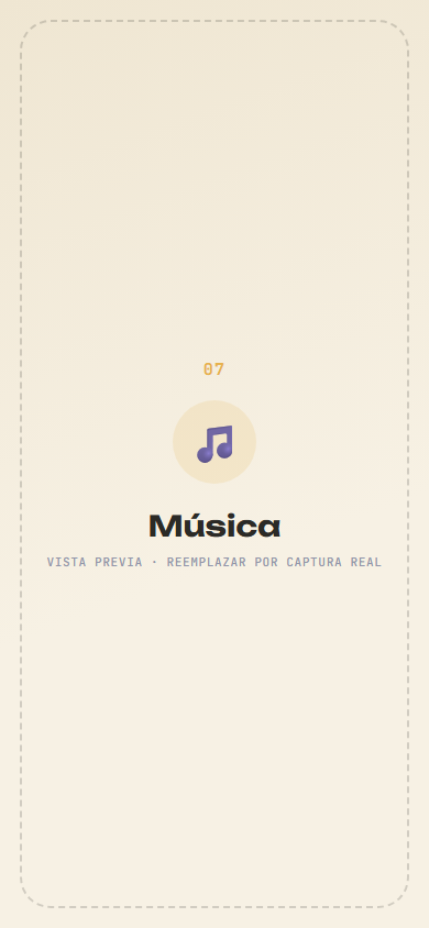 Captura del módulo de sugerencia de música
